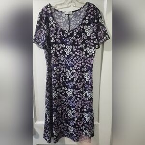 Mandee Floral Mini Dress in Black and Purple